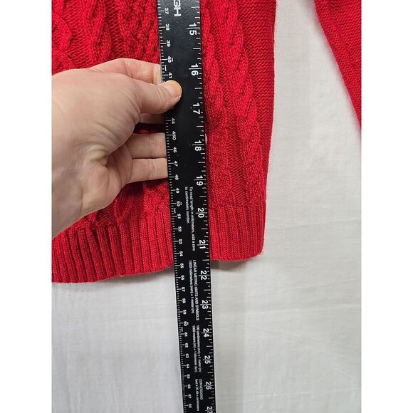 Talbots Sweater Womens XS Red Cable Knit Pullover Gold Button Cuff Mock Neckline - Picture 7 of 8